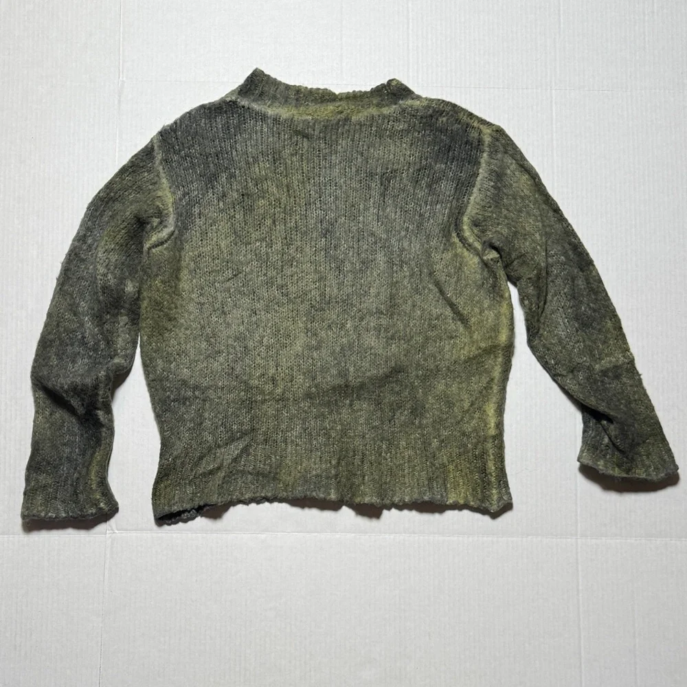 AVANTI TOI Women's Olive Green Distressed Crewneck Sweater Alpaca‎ Wool Blend XS - Picture 10 of 12